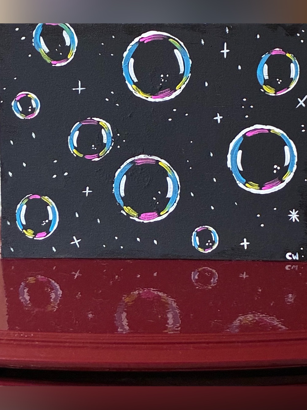 Bubble Painting On Canvas Board
